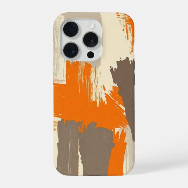 Bold Orange Artisan Brush Strokes Abstract  iPhone Case (Back)