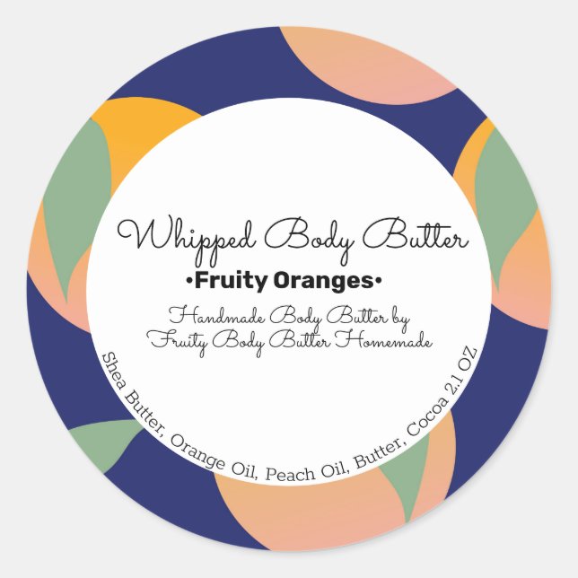 Bold Orange Body Butter Bath Branding Packaging Classic Round Sticker (Front)