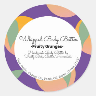 Bold Orange Body Butter Bath Branding Packaging Classic Round Sticker