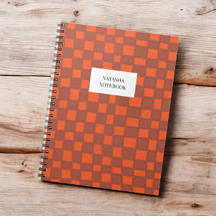 Bold Orange Brown Chequerboard Pattern Notebook