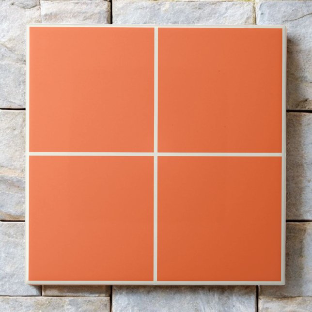 Bold Orange Chequered Modern Monochrome Minimal Ceramic Tile (Creator Uploaded)