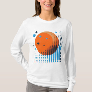 Bold Orange Circle & Fading Blue Dot Grid Women’s T-Shirt