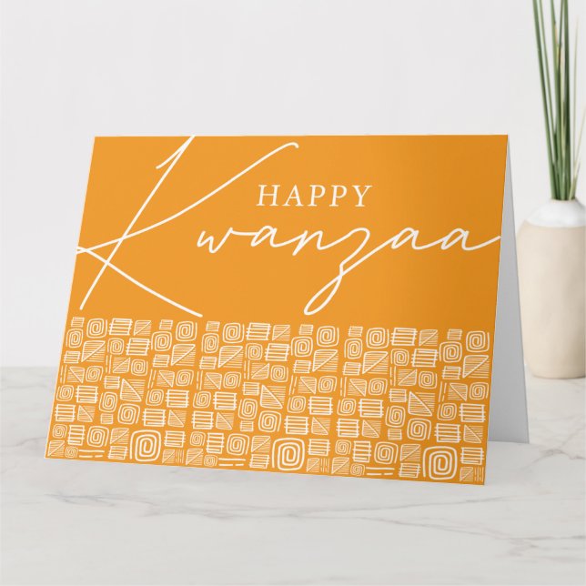 Bold Orange Happy Kwanzaa Single Photo Holiday Card (Front)