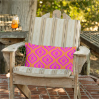 Bold Orange Hot Pink Summer Ikat Ogee Art Pattern
