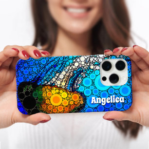 Bold orange jellyfish blue ocean custom name iPhone 16 pro max case