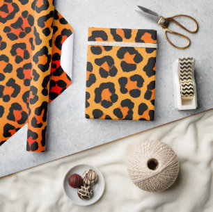 Bold Orange Leopard Print Wrapping Paper