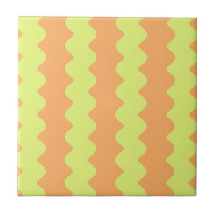 Bold Orange Lime Wavy Stripe Modern Decorative Ceramic Tile