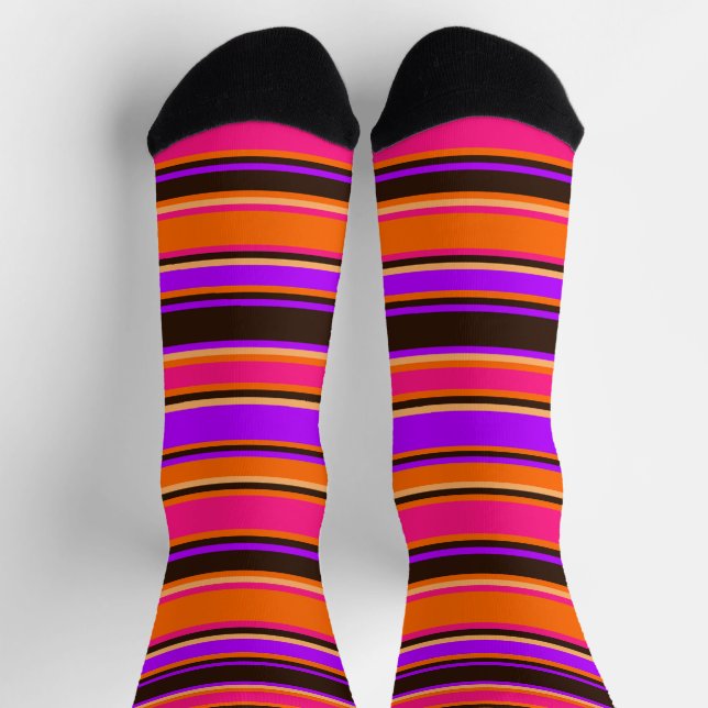 Bold Orange, Magenta, & Purple Crew Socks (Top)