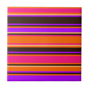 Bold Orange, Magenta, & Purple Striped Tile