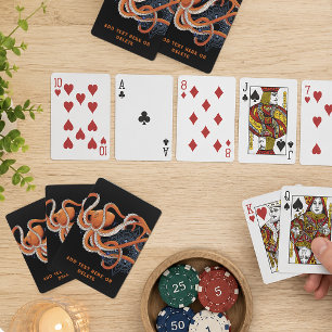 Bold Orange Mesmerising Octopus Mandala Playing Cards