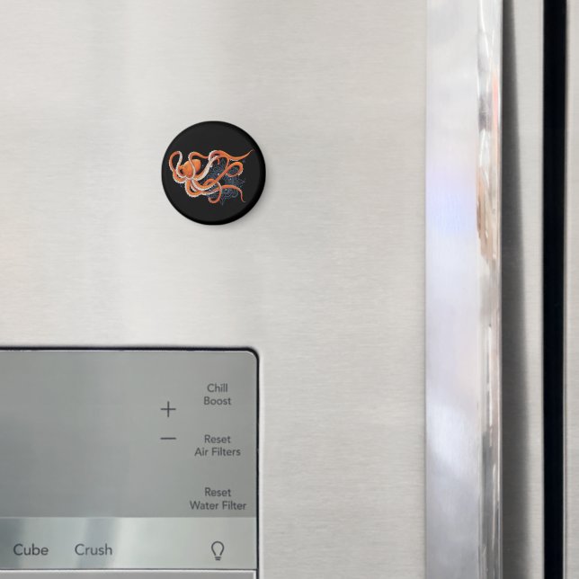 Bold Orange Mesmerizing Octopus Mandala  Magnet (In Situ (Fridge))