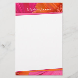 Bold Orange Pink Gerbera Daisy Stationery