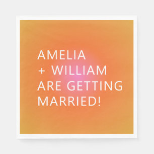 Bold Orange Pink Gradient Unique Bright Wedding Napkin