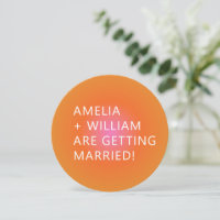Bold Orange Pink Gradient Unique Round Wedding