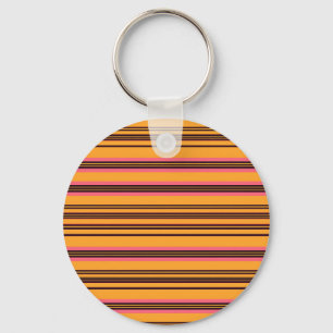 Bold Orange Pink Horizontal Stripe Pattern Key Ring