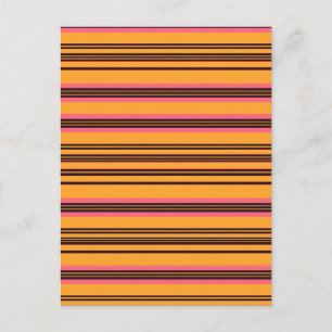 Bold Orange Pink Horizontal Stripe Pattern Postcard