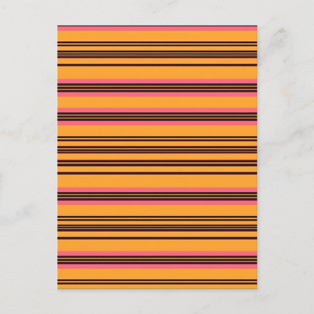 Bold Orange Pink Horizontal Stripe Pattern Postcard (Front)