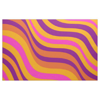 Bold Orange Purple Pink Wavy Stripes Y2K Retro Fabric