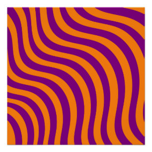 Bold Orange Purple Zebra Stripe Modern Minimalist Poster
