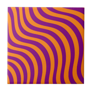 Bold Orange Purple Zebra Stripe Modern Spring Ceramic Tile