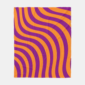 Bold Orange Purple Zebra Stripe Vibrant Spring Fleece Blanket