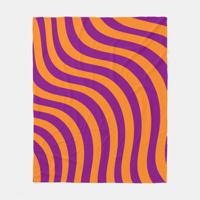 Bold Orange Purple Zebra Stripe Vibrant Spring  Fleece Blanket (Front)