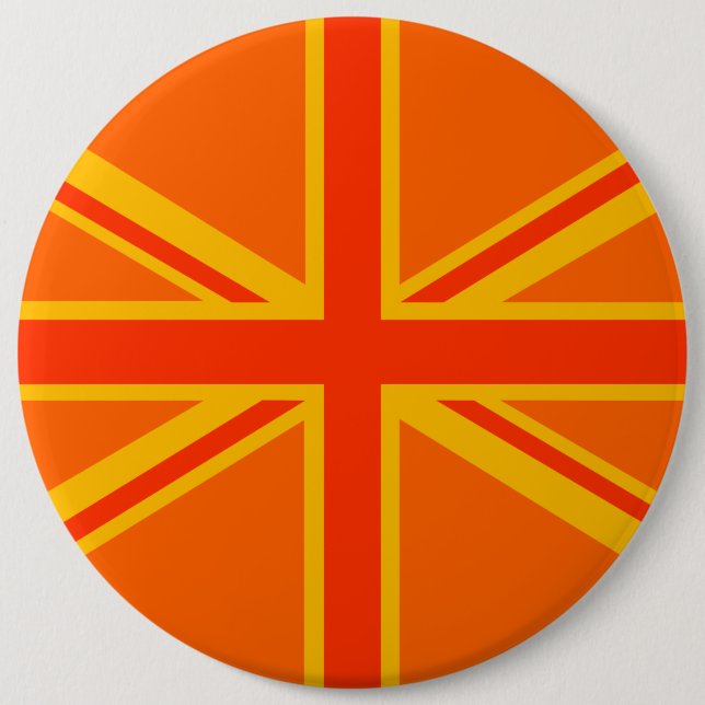 Bold Orange Union Jack British Flag Swag 6 Cm Round Badge (Front)
