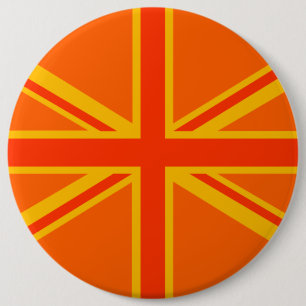 Bold Orange Union Jack British Flag Swag 6 Cm Round Badge