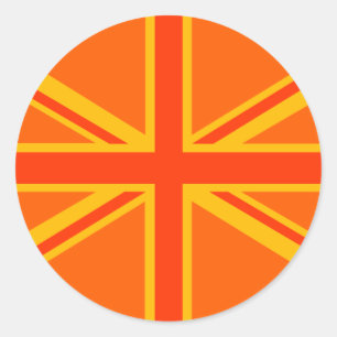 Bold Orange Union Jack British Flag Swag Classic Round Sticker