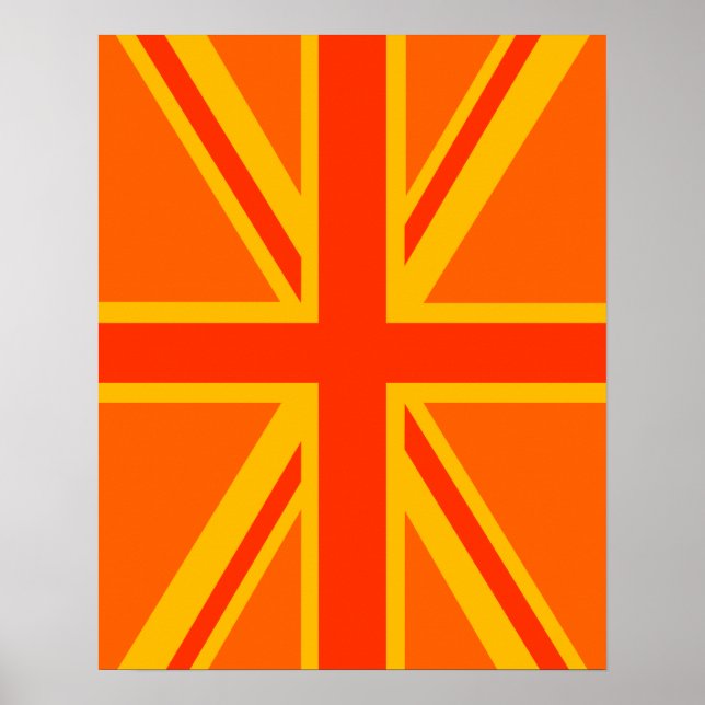 Bold Orange Union Jack British Flag Swag Poster (Front)