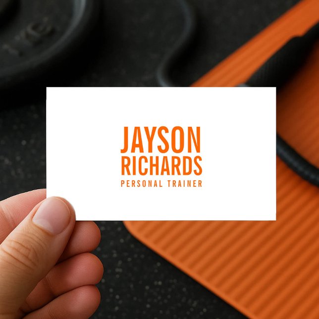 Bold Orange/White Personal Trainer Business Card (Creator Uploaded)