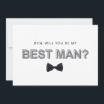 Bold outline best man proposal card<br><div class="desc">Designed to coordinate with our Bold Type Collection, this modern best man proposal card features outline bold type text with a classic bow tie. Please dont forget to change the message on the back of the card. Remove the message if it is not required. For more advanced customisation of this...</div>