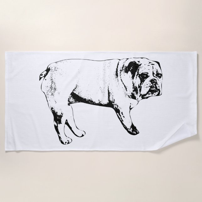 Bold Outline Bulldog Towel (Front)