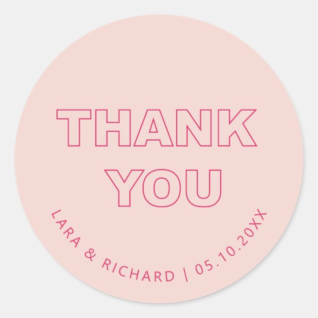 Bold Outline Thank You Sticker Label (Front)
