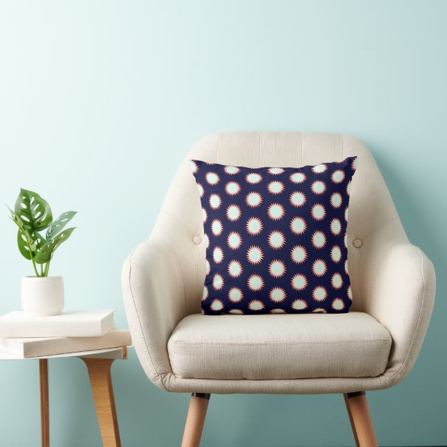 Bold Outlined Blue and Orange Flash Pattern Cushion (Chair)
