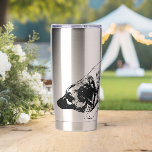Bold Outlined Dog Inspires Calm in Winter Mornings Insulated Tumbler