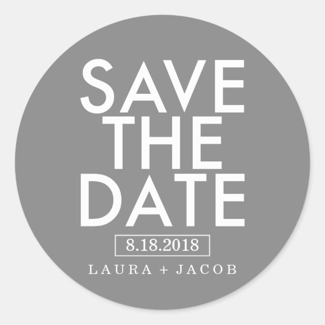 Bold Overlay Save The Date Sticker Editable Colour (Front)