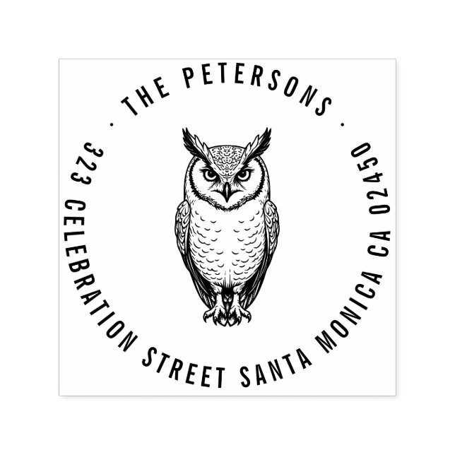 Bold Owl Return Address Stamp (Design)
