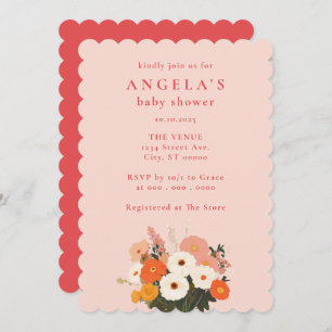 Bold Painted Floral Bouquet Baby Shower Invitation