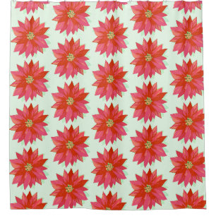 Bold, painted poinsettia Christmas/holiday design Shower Curtain