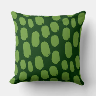 Bold Painted Spots - Avocado Green on Dark Green Cushion