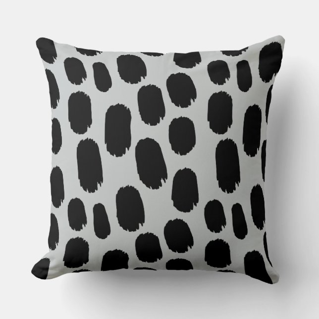 Bold Painted Spots - Black on Grey c6cbcc Cushion (Front)