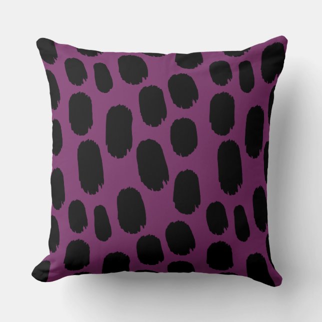 Bold Painted Spots - Black on Wine 752864 Cushion (Front)