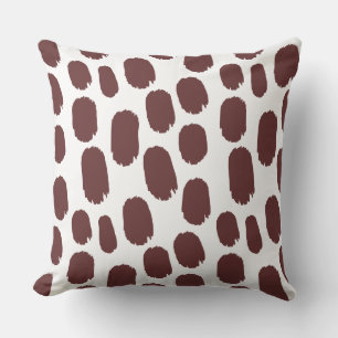 Bold Painted Spots - Brown on White Cushion