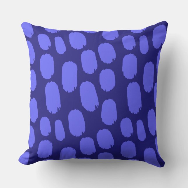 Bold Painted Spots - Electric Blue on Dark Blue Cushion (Front)