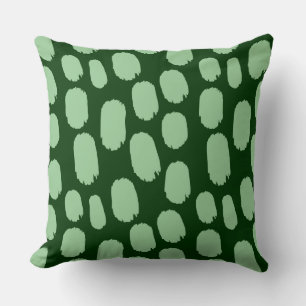 Bold Painted Spots - Faded Green on Dark Green Cushion