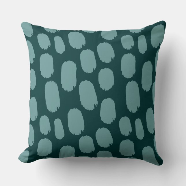 Bold Painted Spots - Ocean Green on Dk Green Cushion (Front)