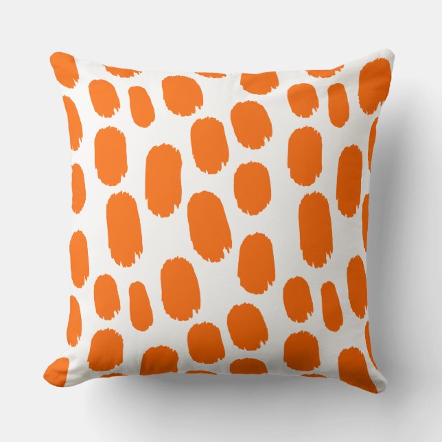 Bold Painted Spots - Orange on White Cushion (Front)