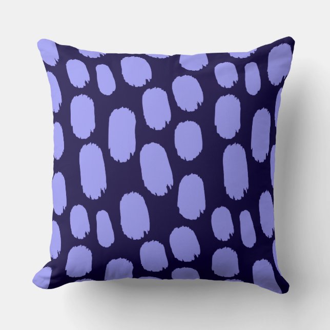 Bold Painted Spots - Pastel Blue on Dark Blue Cushion (Front)