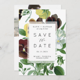 Bold Pansies Photo Save the Date card